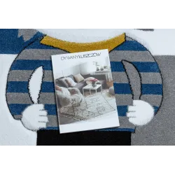 Blauer Teppich mit Piratenmotiv, ideal für das Kinderzimmer