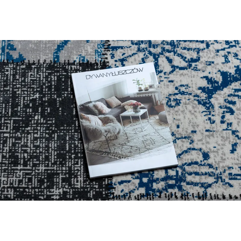 Eleganter Teppich in grau und blau, ideal für jedes Zuhause
