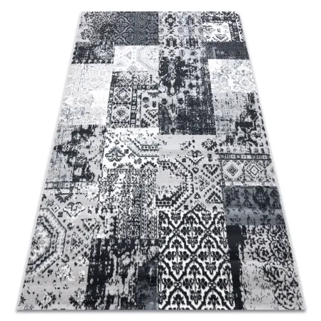 Grauer Patchwork Teppich, klassischer Teppich für Wohnräume