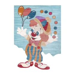 Kinder-Teppich TOYS 75328 Clown für Kinder - modern, unregelmäßige Form marineblau - türkis / rot fuchsia