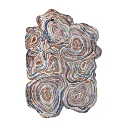 Teppich TINE 75312A Baumstamm, Holz - modern, unregelmäßige Form terrakotta / blau