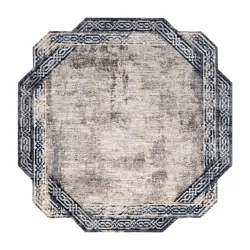 Teppich TINE 75425B Rahmen, Vintage - modern, unregelmäßige Form grau / dunkelblau