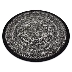 Runder Teppich aus Sisal mit Punkten in Schwarz, elegantes Design für jeden Raum