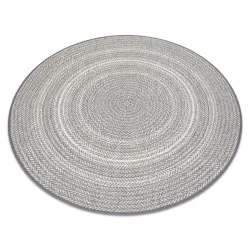 Runder Teppich grau aus Sisal, Boho-Stil, geflochten, ideal für Wohnzimmer