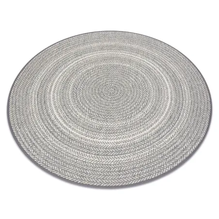 Runder Teppich grau aus Sisal, Boho-Stil, geflochten, ideal für Wohnzimmer