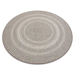 Runder Teppich aus Sisal im Boho-Stil, beige geflochtene Optik