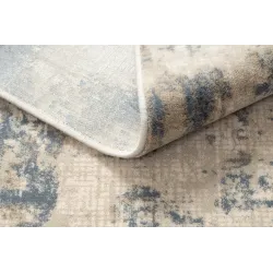 Vielseitiger Wollteppich NAIN in beige und dunkelblau, vintage, ideal für Garten oder Terrasse