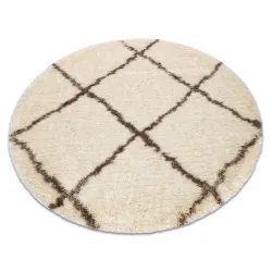 Teppich FLUFFY 2373 Kreis Shaggy Gitter - creme / beige