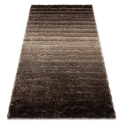 Modern Teppich FLIM 007-B3 shaggy, Streifen - Strukturell braun