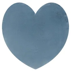 Moderner Waschteppich SHAPE 3105 Herz Shaggy - blau plüschig, Antirutsch