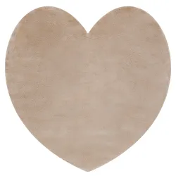 Moderner Waschteppich SHAPE 3105 Herz Shaggy - beige plüschig, Antirutsch