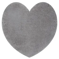 Moderner Waschteppich SHAPE 3105 Herz Shaggy - grau plüschig, Antirutsch
