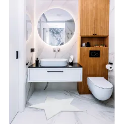 Moderner Waschteppich SHAPE 3148 Stern Shaggy - elfenbeinfarbener Stil für das Wohnzimmer