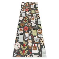 ANDRE 1297 Waschteppich Tasse, Kaffee, Küche, Anti-Rutsch - braun