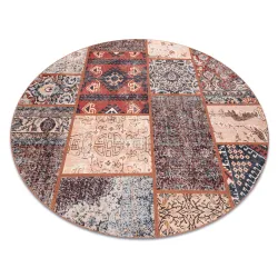 ANTIKA ancient rust Teppich Kreis, modernes Patchwork, griechisch waschbar - Terrakotta