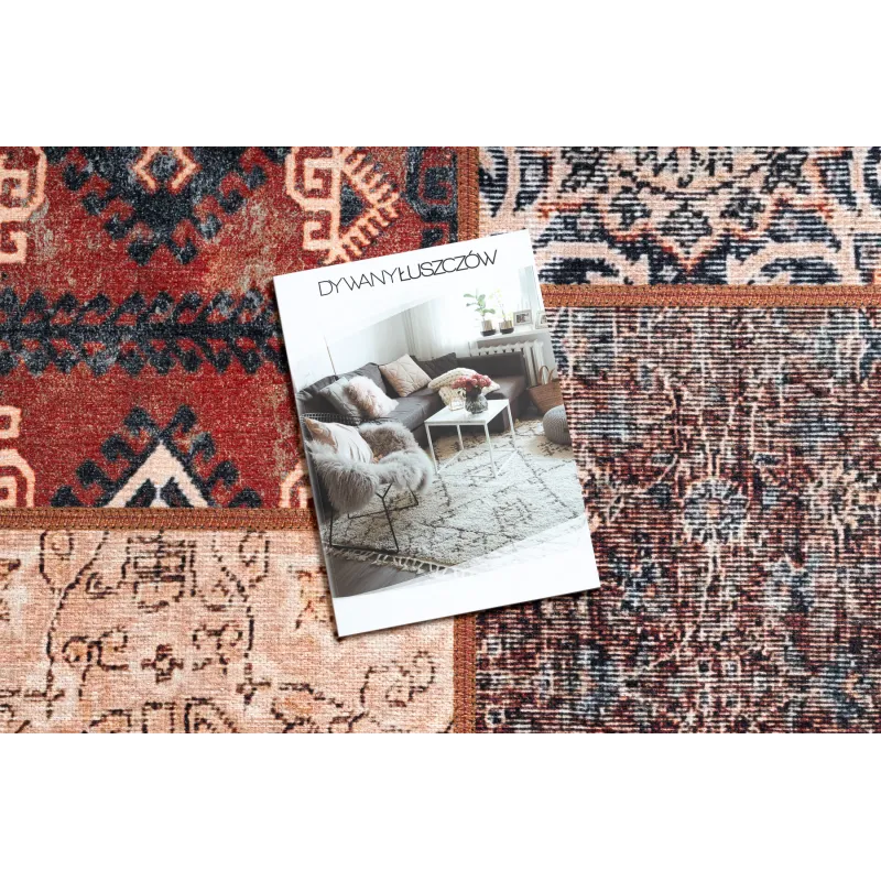 Moderner ANTIKA ancient rust Teppich, stilvolles Patchwork, waschbar