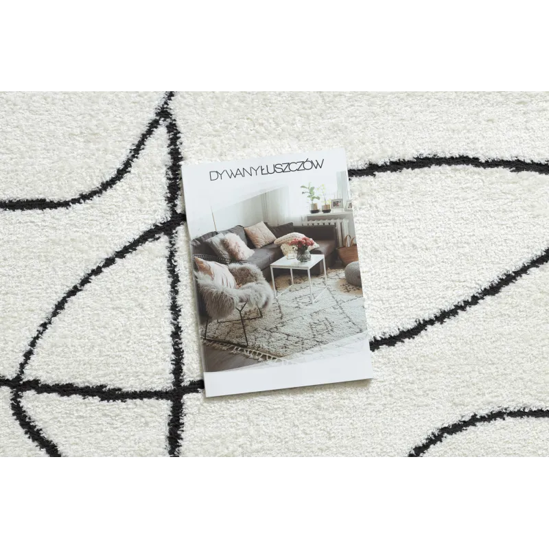 Eleganter moderner Teppich in Creme und Schwarz, ideal für jeden Raum