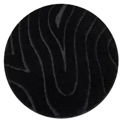 Badezimmerteppich SUPREME rund WAVES Wellen, rutschfest, weich - schwarz