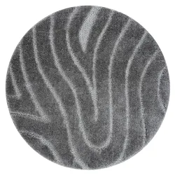 Badezimmerteppich SUPREME rund WAVES Wellen, rutschfest, weich - grau