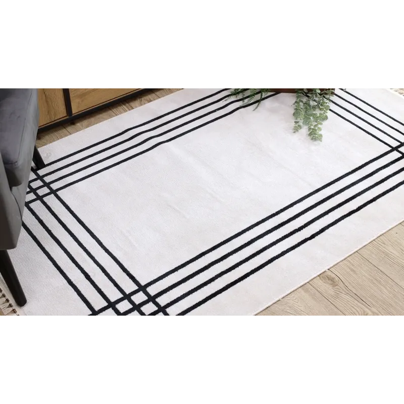 Dywan AMOUR 53096C krem - Ramka, linie nowoczesny, elegancki