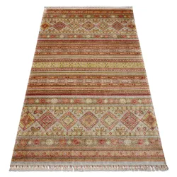 Teppich HERIZ A0986B Orientalisch Beige / Bordeaux - aus Bambusfaser, exklusiv, stilvoll