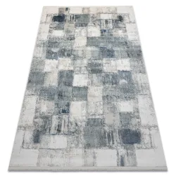 Teppich DISTIN 0143A marineblau / blau / weiß modern - Geometrisch, Vintage, Fransen
