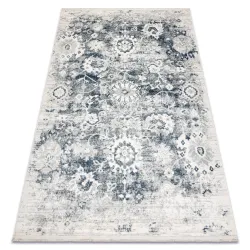 Teppich DISTIN 0822A marineblau / blau / weiß modern - Rosette, Vintage, Fransen