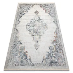 Teppich DISTIN 0826A weiß / blau / hellgrün modern - Ornament, Vintage, Fransen