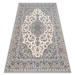 Teppich Wolle NAIN Ornament, Rahmen, 7335/51635 beige / blau