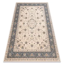 Teppich Wolle NAIN Ornament, Rahmen, 7179/51643 beige / blau