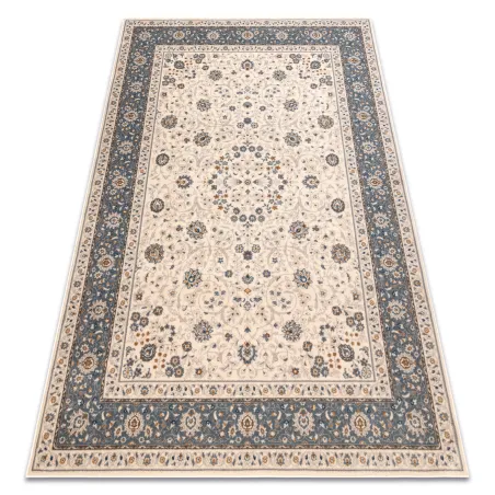 Wollteppich NAIN Ornament in Beige und Blau, stilvoller Wohnaccessoire