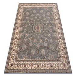 Teppich Wolle NAIN Rosette, Rahmen, 1180/51034 blau / beige