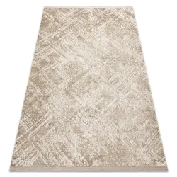 Moderner Teppich DUKE 51541 beige - Geometrisch, strukturiert, sehr weich, Fransen