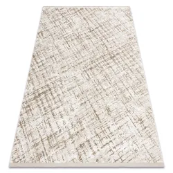 Moderner Teppich DUKE 51550 beige / creme - Gitter, strukturiert, sehr weich, Fransen