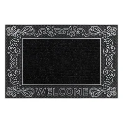 Schmutzfangmatte BH 219W Welcome, rutschfest, außen, innen, auf Gummi - silber