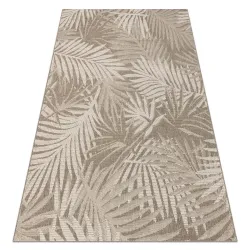 Sisal Teppich mit Blattmuster in dunkelgrau und champagner, ideal für Wohnzimmer