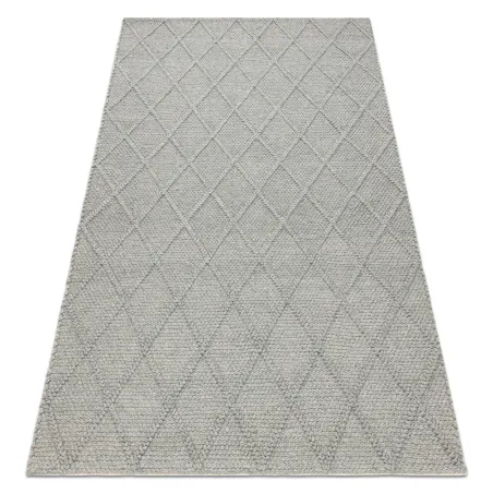 Dywan wełniany TAHAR 99001G szary - RĘCZNIE TKANY pętęlkowy, Romby, boho