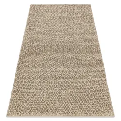 Wollenteppich TAHAR 99005C beige - HANDGEWEBT Schlingenflor, einfarbig