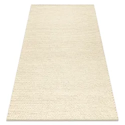Wollenteppich TAHAR 99004B creme - HANDGEWEBT Schlingenflor, einfarbig
