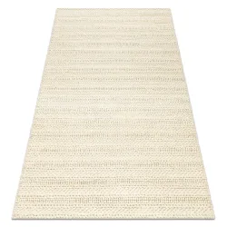 Wollenteppich TAHAR 99002B creme - HANDGEWEBT Schlingenflor, Linien