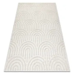 Geometrischer weißer Teppich aus Sisal, perfekt für stilvolle Wohnräume