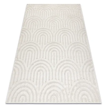Geometrischer weißer Teppich aus Sisal, perfekt für stilvolle Wohnräume