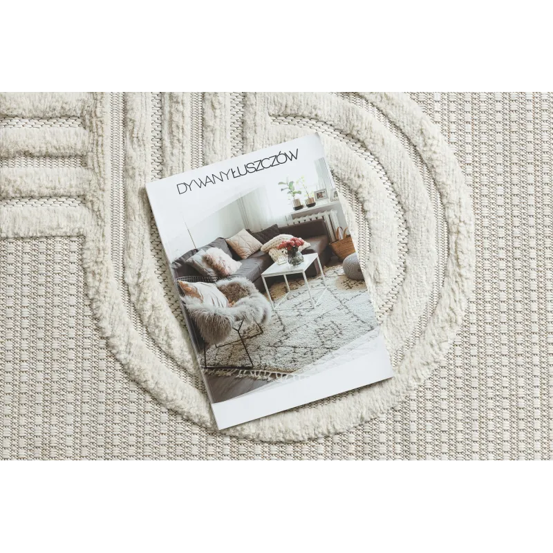 Weißer geometrischer Sisal Teppich SANTO, ideal für Wohnzimmer oder Schlafzimmer
