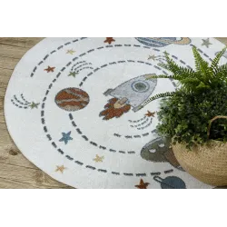 Moderner Teppich in creme und anthrazit, perfekt für das Wohnzimmer