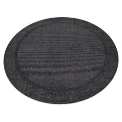 Runder Sisal Teppich TIMO 5979 mit schwarzem Rand für den Außenbereich