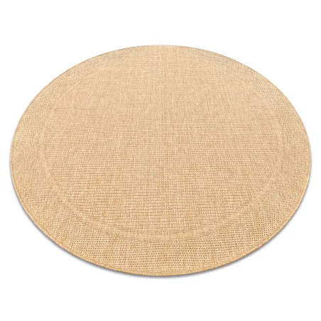 Runder SISAL Teppich TIMO 5979 in dunkelbeige, 2. Wahl, für den Außenbereich