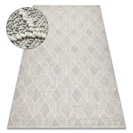 Teppich JERSEY 19231 grau - geometrisch, struktur, Schleife BOHO, 2. Wahl
