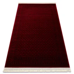 Teppich ORIENT 2958 bordeaux / schwarz Rahmen klassisch orientalisch mit Fransen