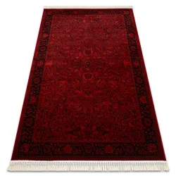 Teppich ORIENT 5125 bordeaux / schwarz Rahmen, klassisch, Ornament, mit Fransen