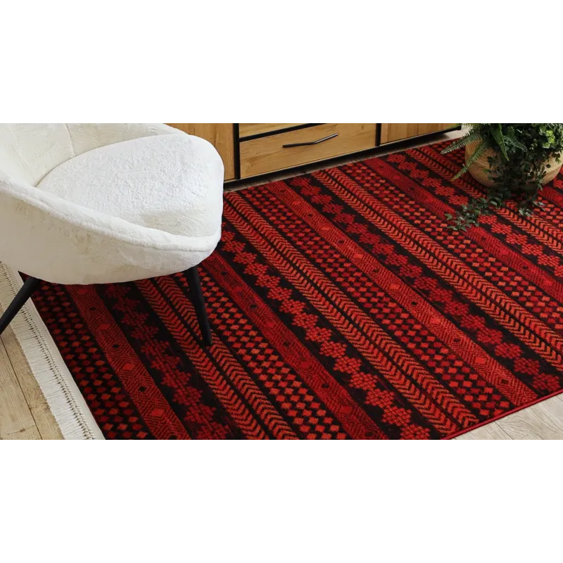 Dywan ORIENT 5132 bordo / czarny Orientalny, z frędzlami 